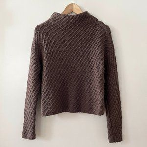 Prologue Chocolate Brown Textured Mock Chunky Sweater XS